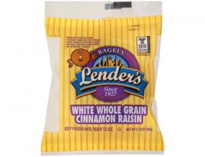 Lenders White Whole Grain Cinnamon Raisin Bagel, 2.25 Ounce - 72 per case.
