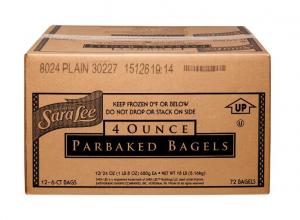 Sara Lee Par Baked Plain Bagel, 4 Ounce  72 per case.