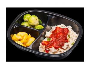 Golden Gourmet Chicken with Gravy Cubed Potatoes Carrots Lima Be