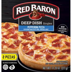 Red Baron Deep Dish Singles Pepperoni Pizza, 11.2 Ounce - 12 per case.