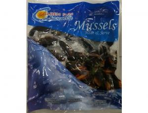 Oyster Bay Cooked Whole Shell Mussels, 1 Pound - 10 per case.