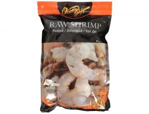 Frozen Seafood 26/30 Peeled and Deveined Tail On Raw Shrimp, 2 Pound - 5 per case.