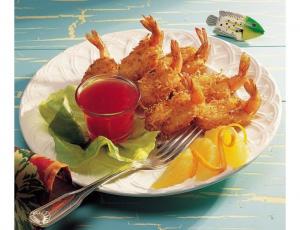 Singleton Seafood 16/20 Breaded Coconut Clean Tail Butterfly Shrimp 3 lb, 4/Case