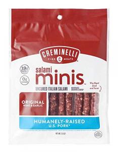 Creminelli Fine Meats Salami Minis Original Wine & Garlic Uncured Italian Salami, 2.6Oz./Pack (Pack Of 12)