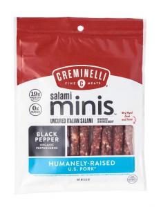 Creminelli Fine Meats Salami Minis Black Pepper Uncured Italian Salami, 2.6Oz/Pack (Pack Of 12)