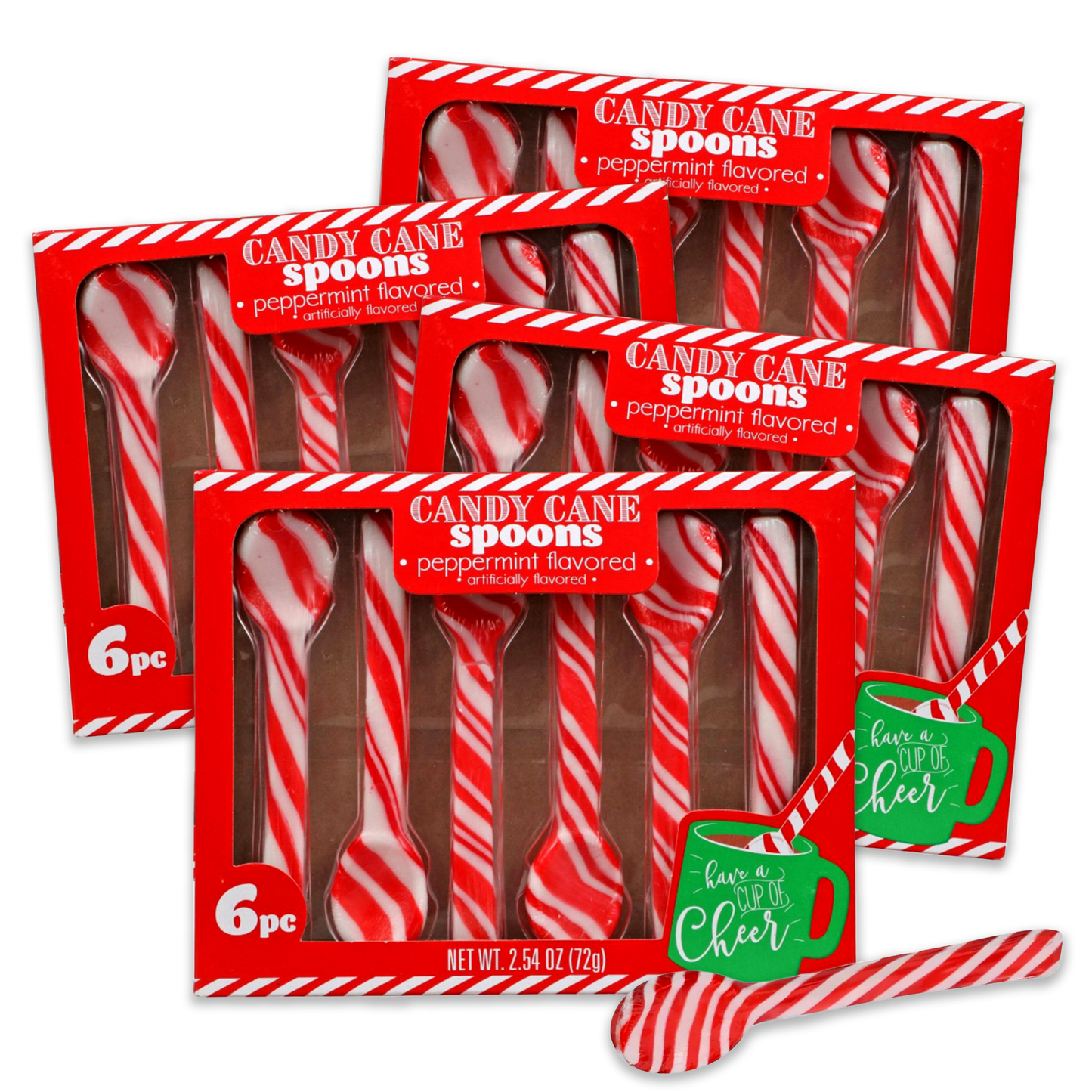 Candy Cane Spoons for Hot Chocolate - Peppermint Stirrers (24 Pack)