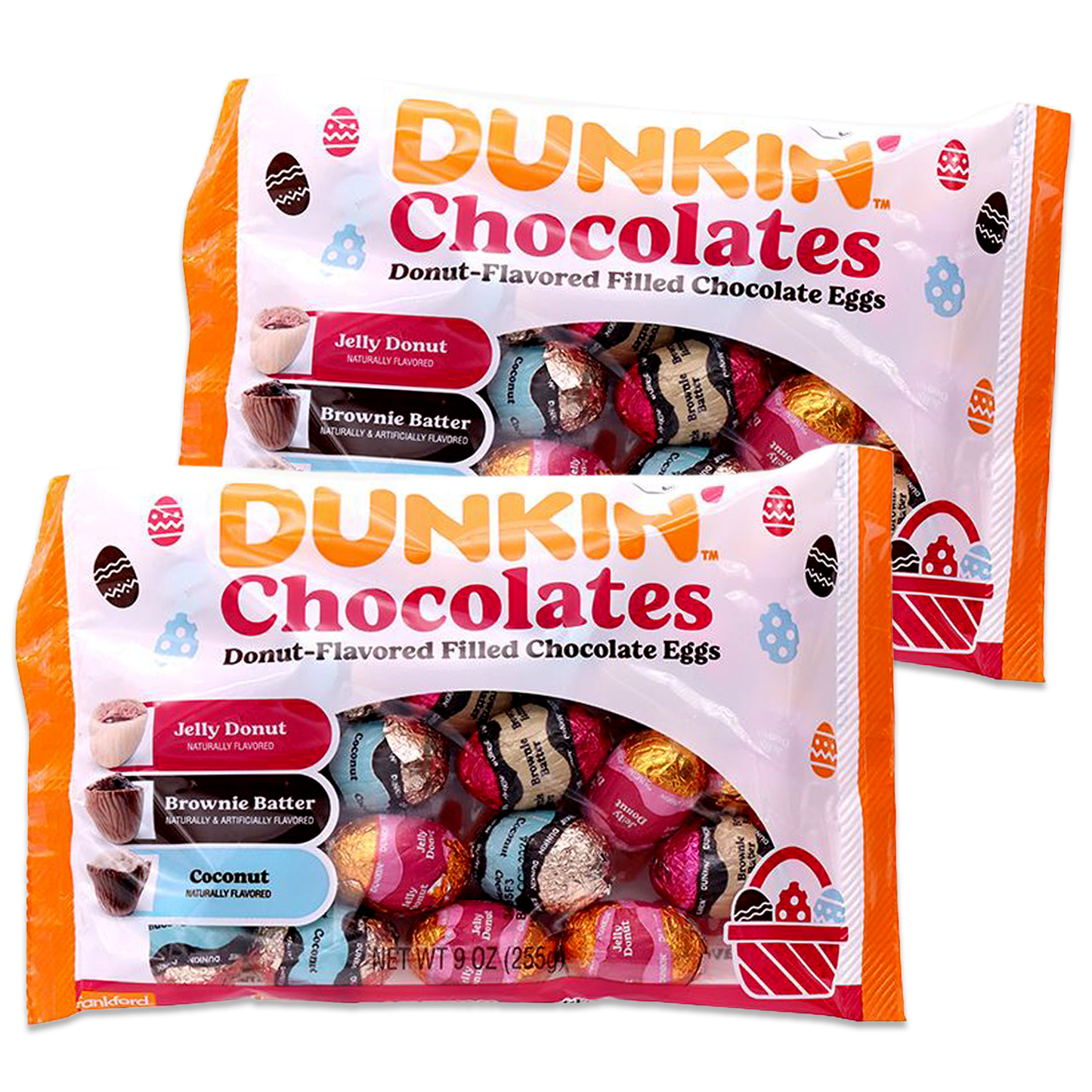 Dunkin Donuts Chocolate Creme Filled Easter Eggs 2 Pack. Donut Candy, Big Box of Chocolates, Dunkin Donut Gift, Chocolate Donut, Dunkin Merch, Filled Easter Eggs with Candy, Box of Chocolates for Kids