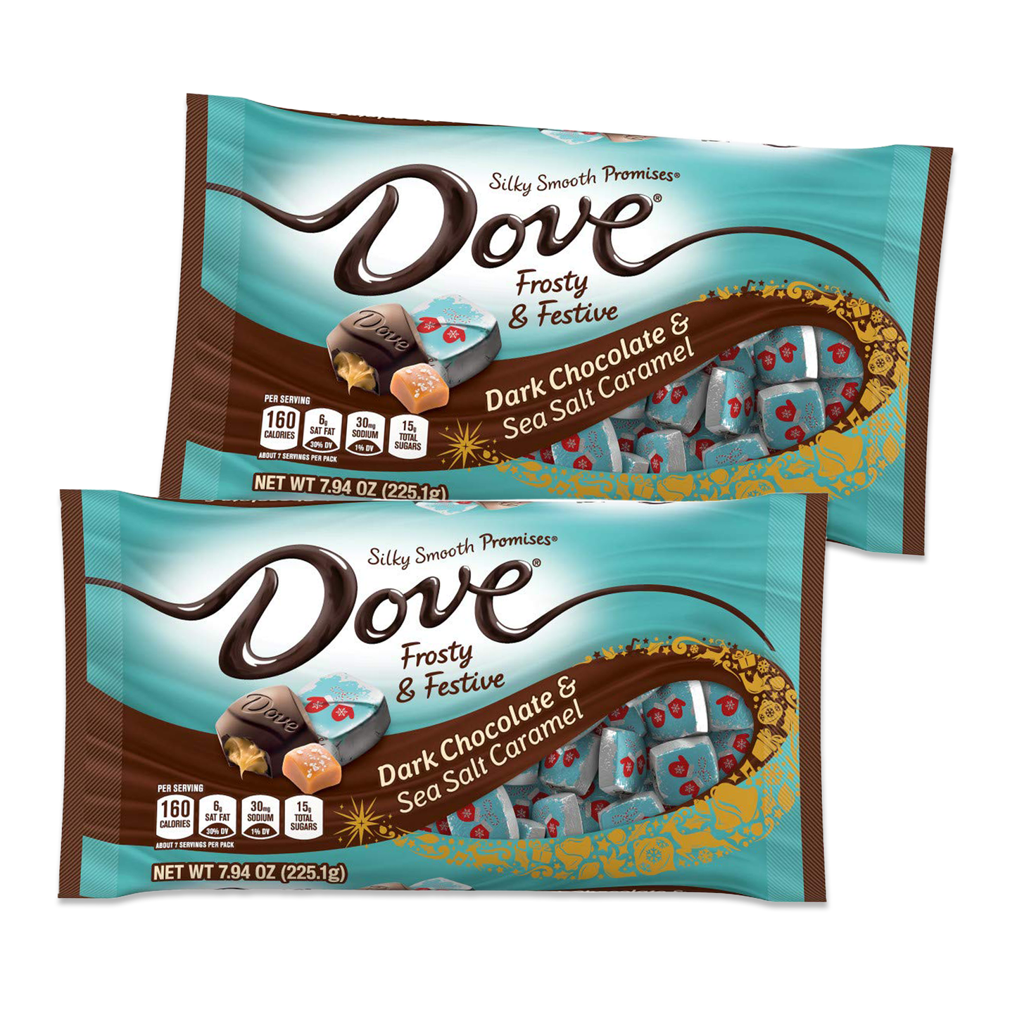 Dove Promises Dark Chocolate Caramel - Christmas Candy (2 Bags)
