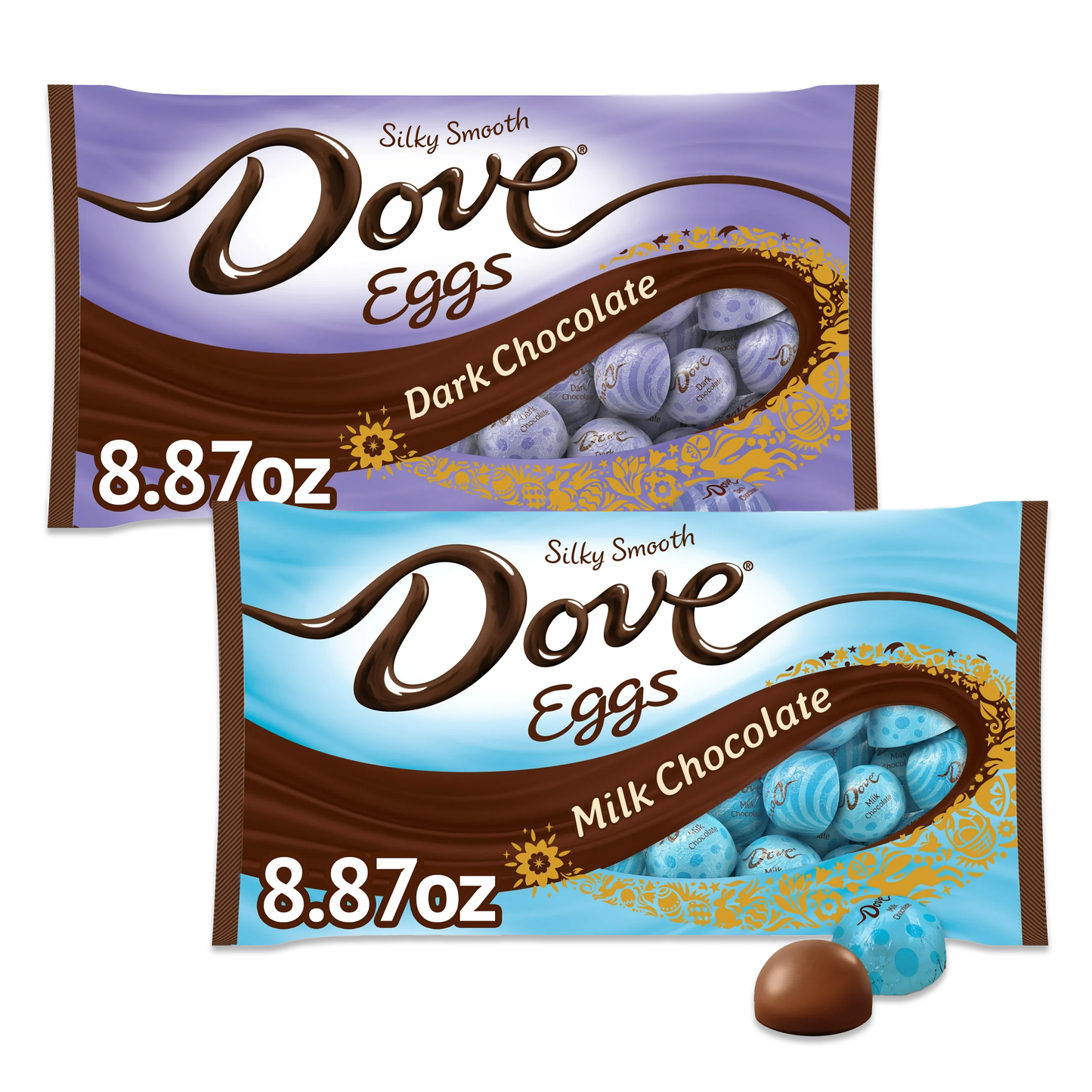 Dove Chocolate Easter Candy Variety 2 Pack- Dove Eggs Milk Chocolate and Dove Dark Chocolate Easter Egg. Dove Chocolate Easter Eggs. Dark Chocolate Easter Eggs. Dove Easter Candy.