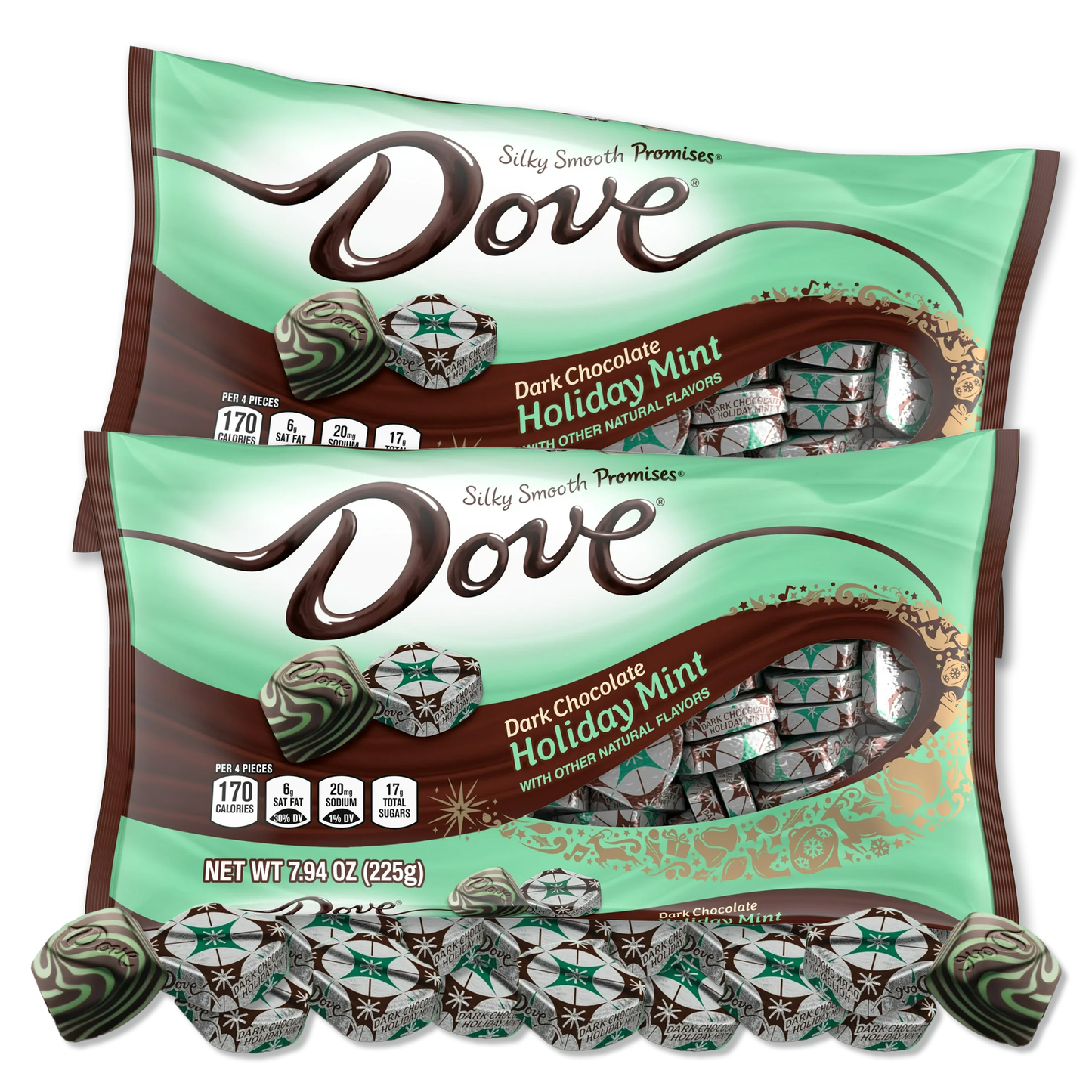 Dove Dark Chocolate Holiday Mint Promises - Christmas Candy (2 Bags)