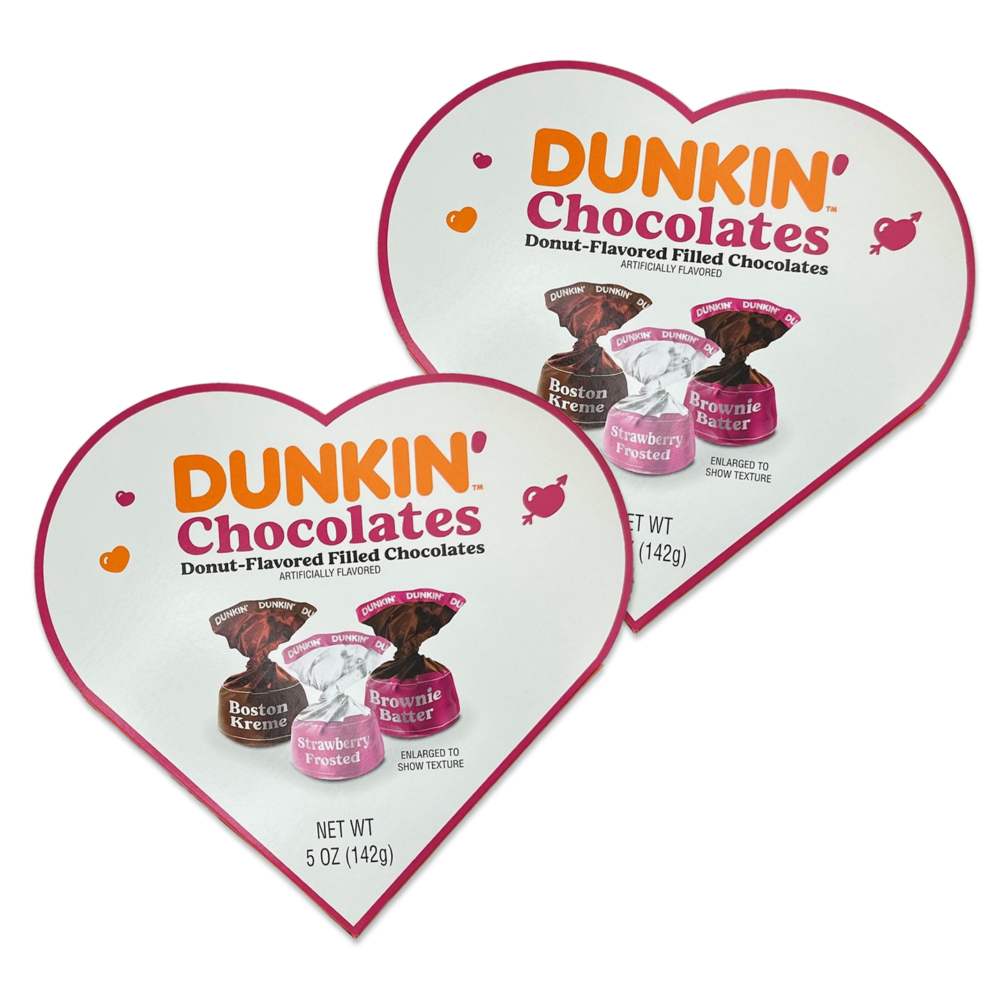 Dunkin Donuts Valentines Chocolate Small Chocolate Gift Box Heart, 2 Pack. Dunkin Donuts Gift Basket, Donut Candy, Assorted Chocolate Heart Box, Dunkin Donuts Gifts