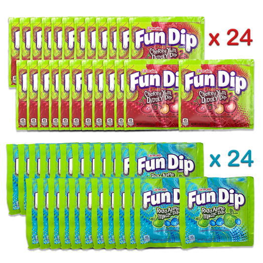 Fun Dip Lik-M-Aid Candy - 48 Pack Bulk Assortment (Cherry & RazzApple)