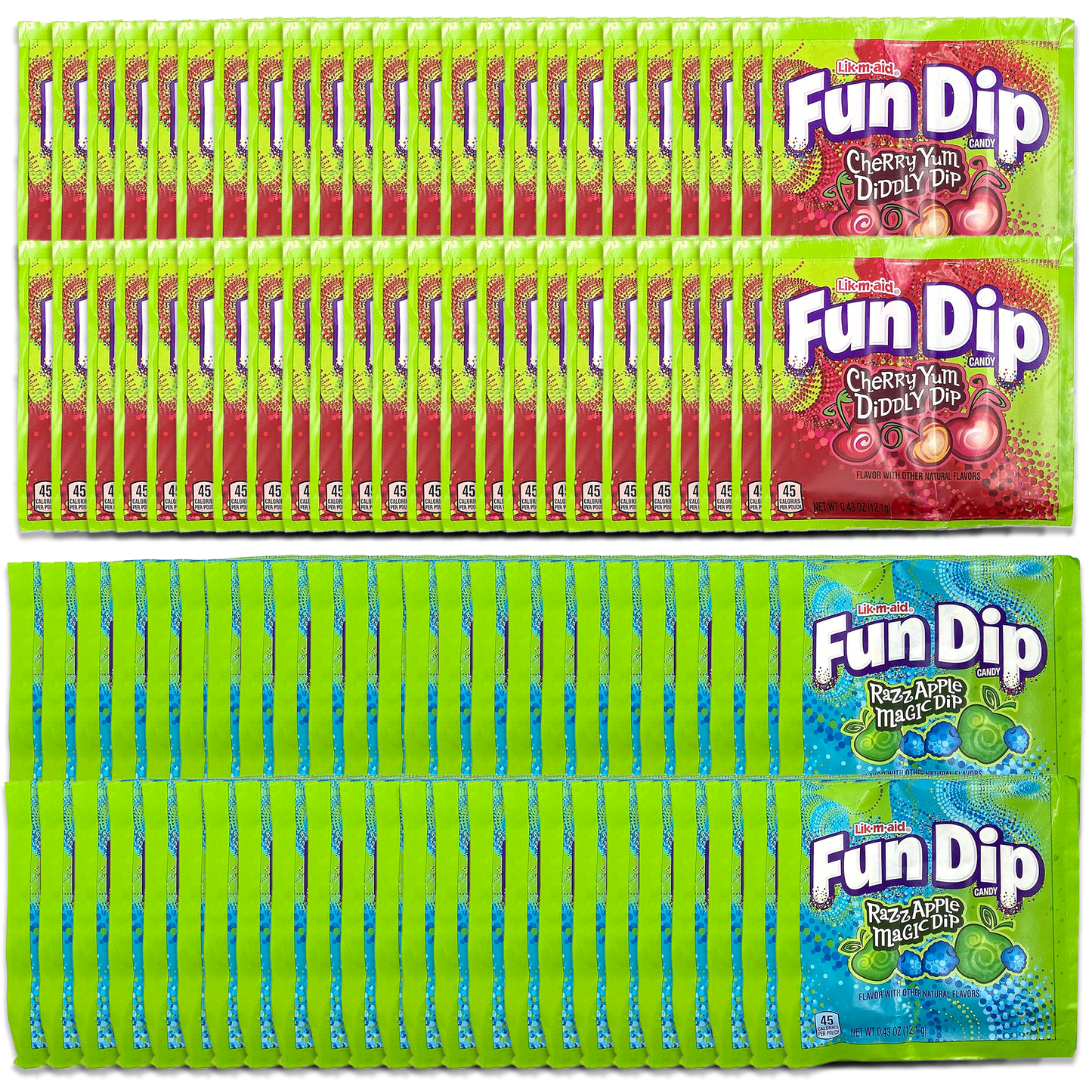 Fun Dip Lik-M-Aid Candy - 96 Pack Bulk Assortment (Cherry & RazzApple)