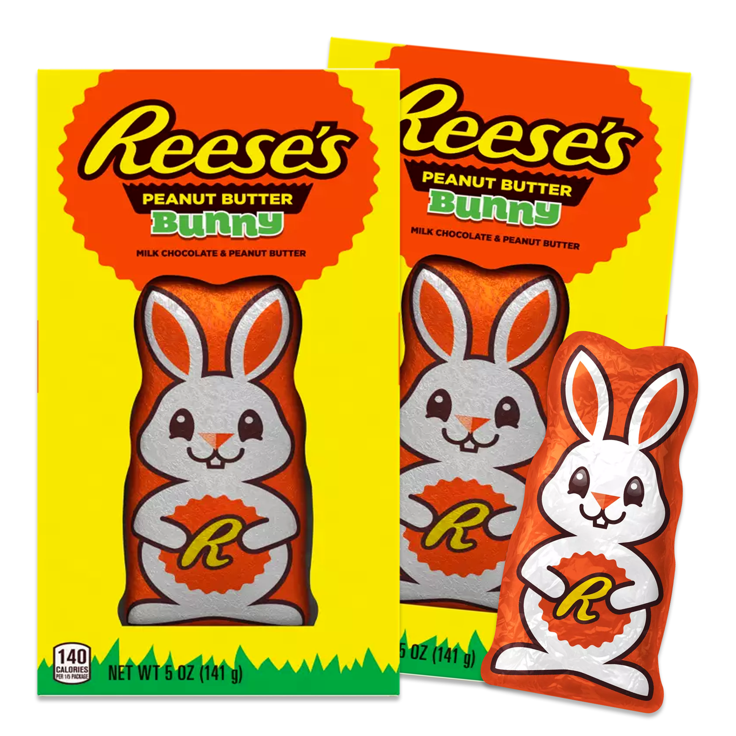 Easter Candy Reese Chocolate Easter Bunny Bulk 2 Pack. Orange Foil Bunny Easter Reeces, Easter Hershey Chocolate Easter Bunny Candy, Easter Bunny Boxes 2 x 5oz.