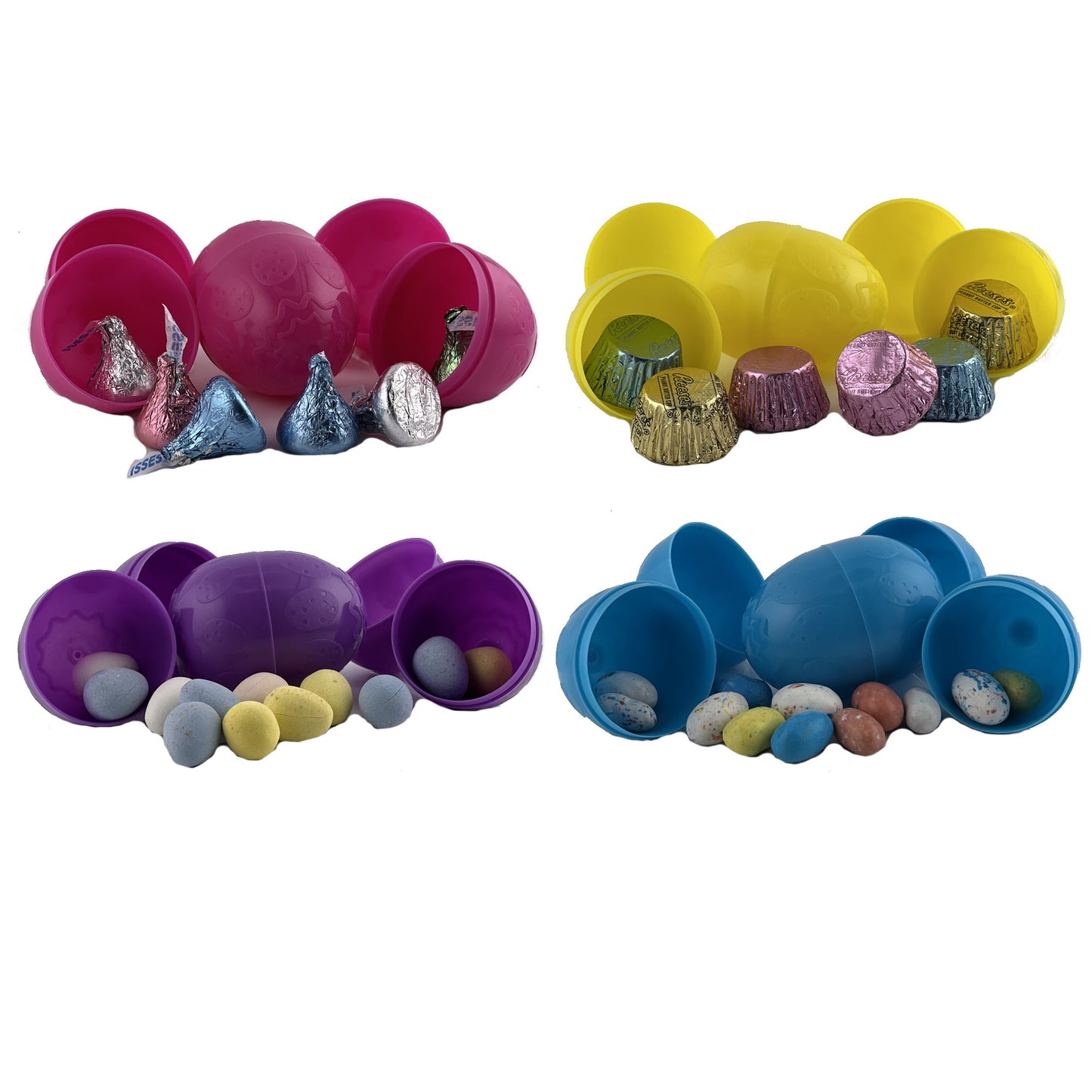 Hersheys Candy Filled Easter Eggs, 48 Pack of Easter Candy Bulk Easter Eggs With Candy Inside- Hershey's Kisses, Mini Reese's Cups, Whopper Eggs, and Mini Robin's Eggs by Inspired Candy