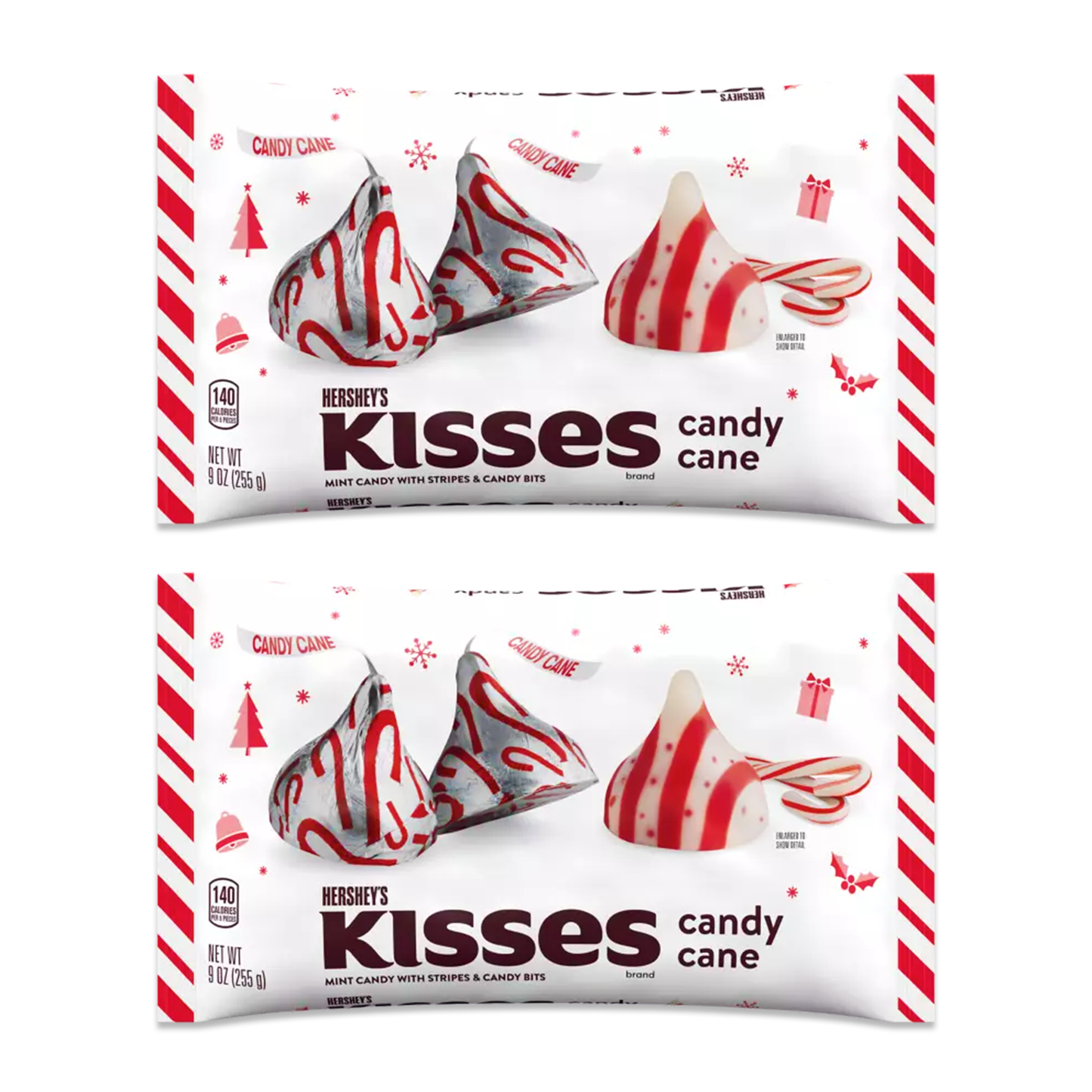 Hershey Kisses Candy Cane 9.5oz Bag (Pack of 2)