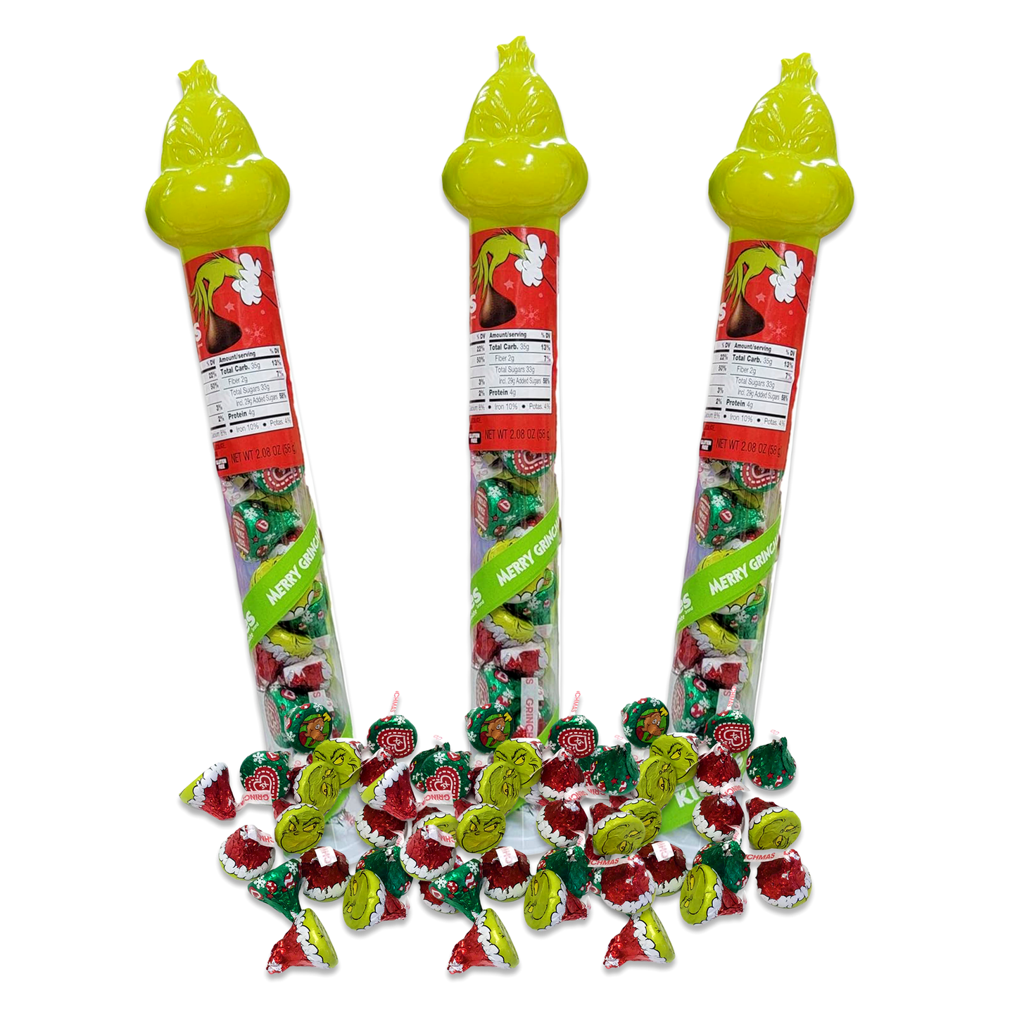 Hershey Kisses Grinch Candy Cane Tube Pack of 3