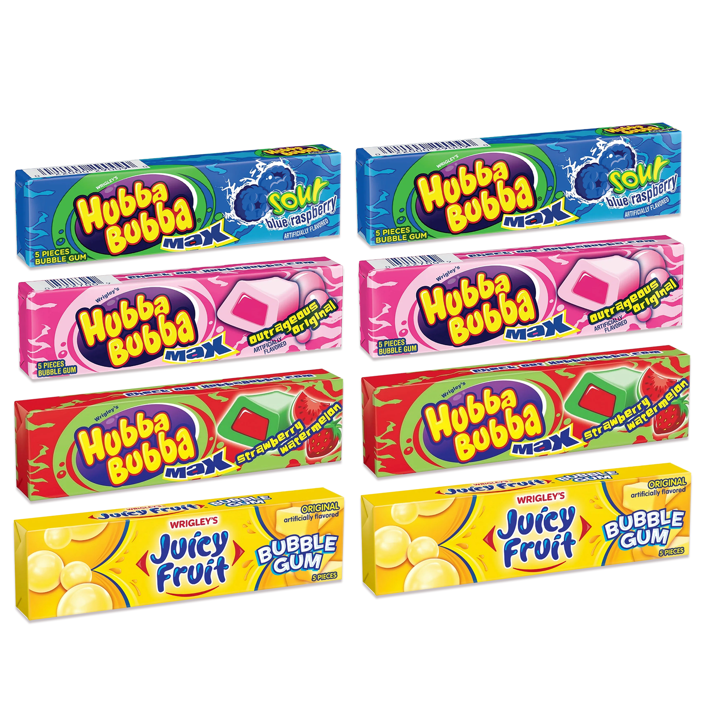 Hubba Bubba Bubble Gum Variety Pack - 8 Packs in 4 Flavors (2 Each)