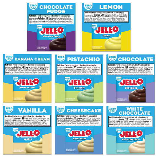 Jello Sugar Free Pudding Variety 24 Pack (8 Flavors, 3 Each)