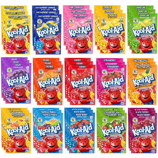 Kool Aid Variety Pack 45 Packets - 15 Flavors Drink Mix Assortment Gift Set