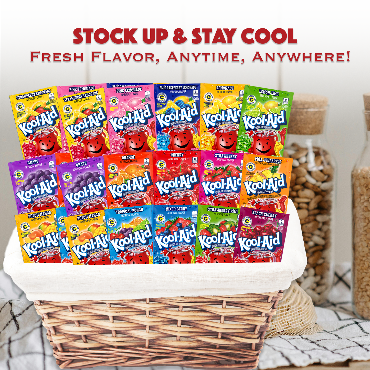 Kool Aid Variety Pack 15 Flavors 3 of Each Flavor Total of 45 Packets