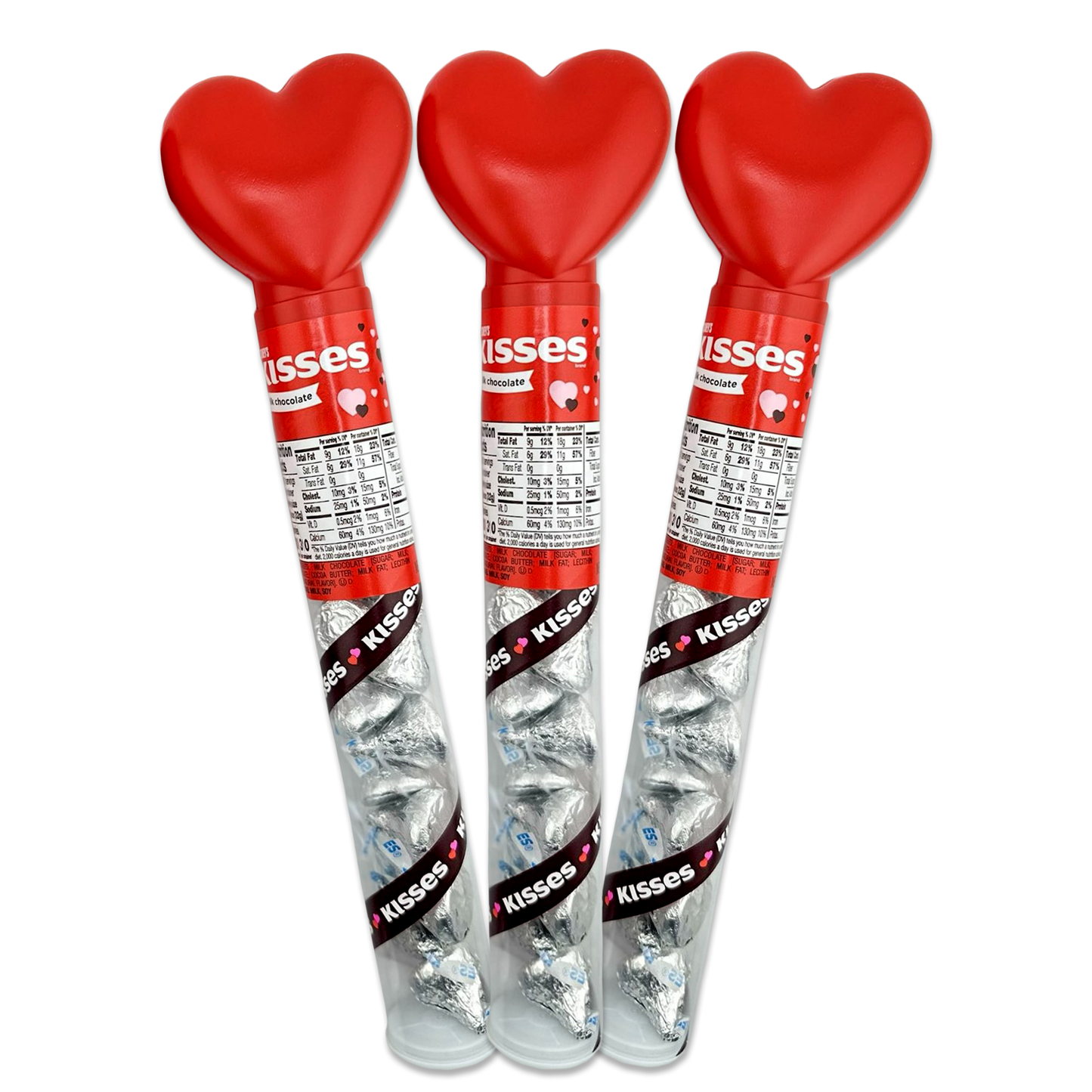 Hershey Kisses Candy Cane Valentines Heart Tubes 3 Pack. Hershey Kisses Bulk, Kisses Chocolate, Hershey’s Kisses, Hersheys, Giant Candy Cane Hershey Kisses Valentines 3 Pack.
