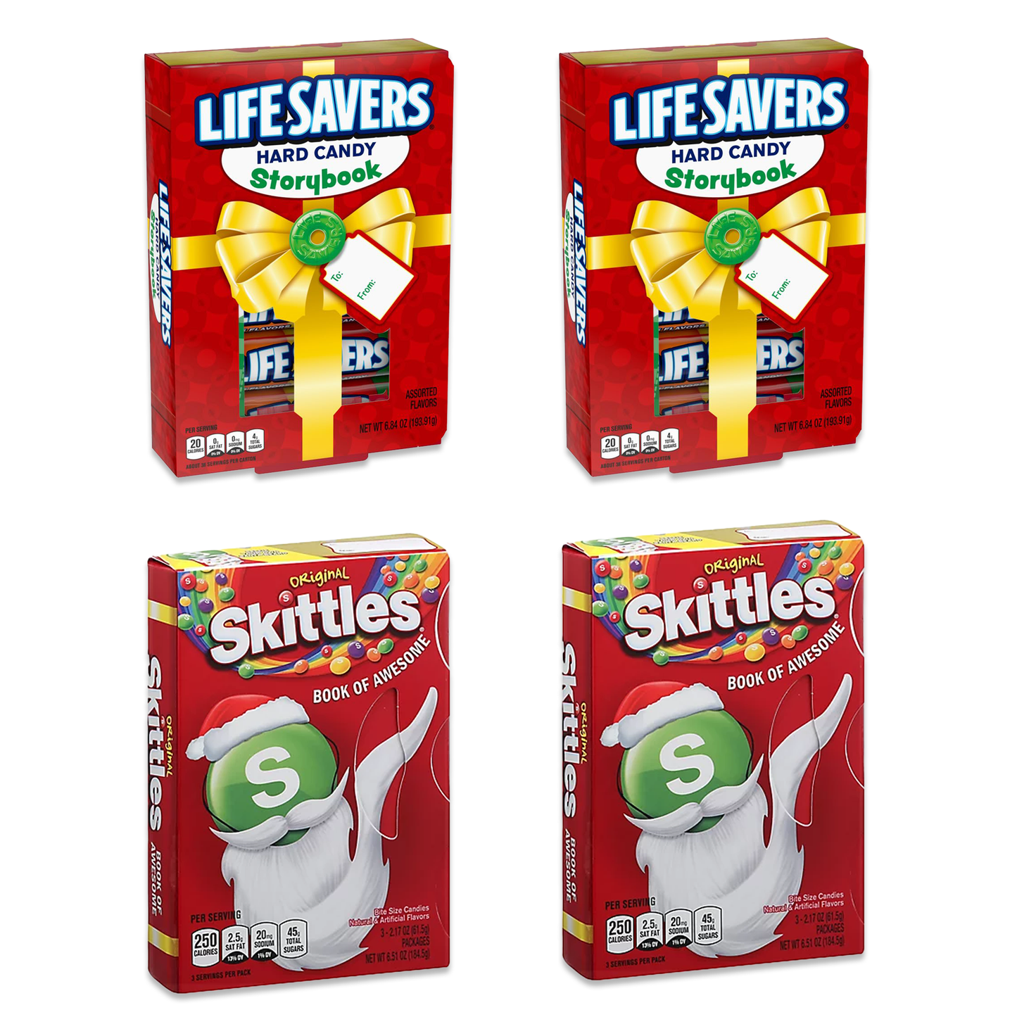Life Savers & Skittles Storybook Variety Pack of 4 - Christmas Candy Bundle (2 Each)
