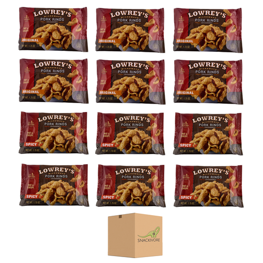Lowrey's Bacon Curls Microwave Pork Rinds - 12 Pack (Original & Hot Spicy)