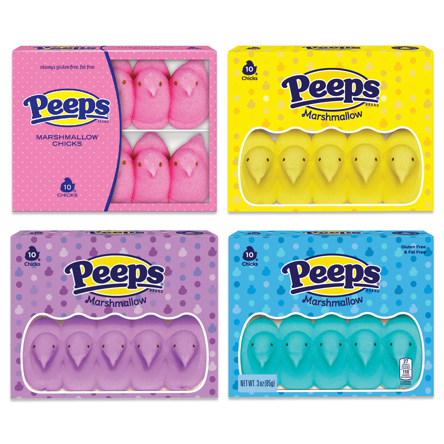 Easter Peeps Marshmallow Candy Variety 4 Pack (40 Peeps Total). Peeps Candy, Pink Marshmallows, Peeps Bulk, Peeps Easter Basket, Cotton Candy Peeps
