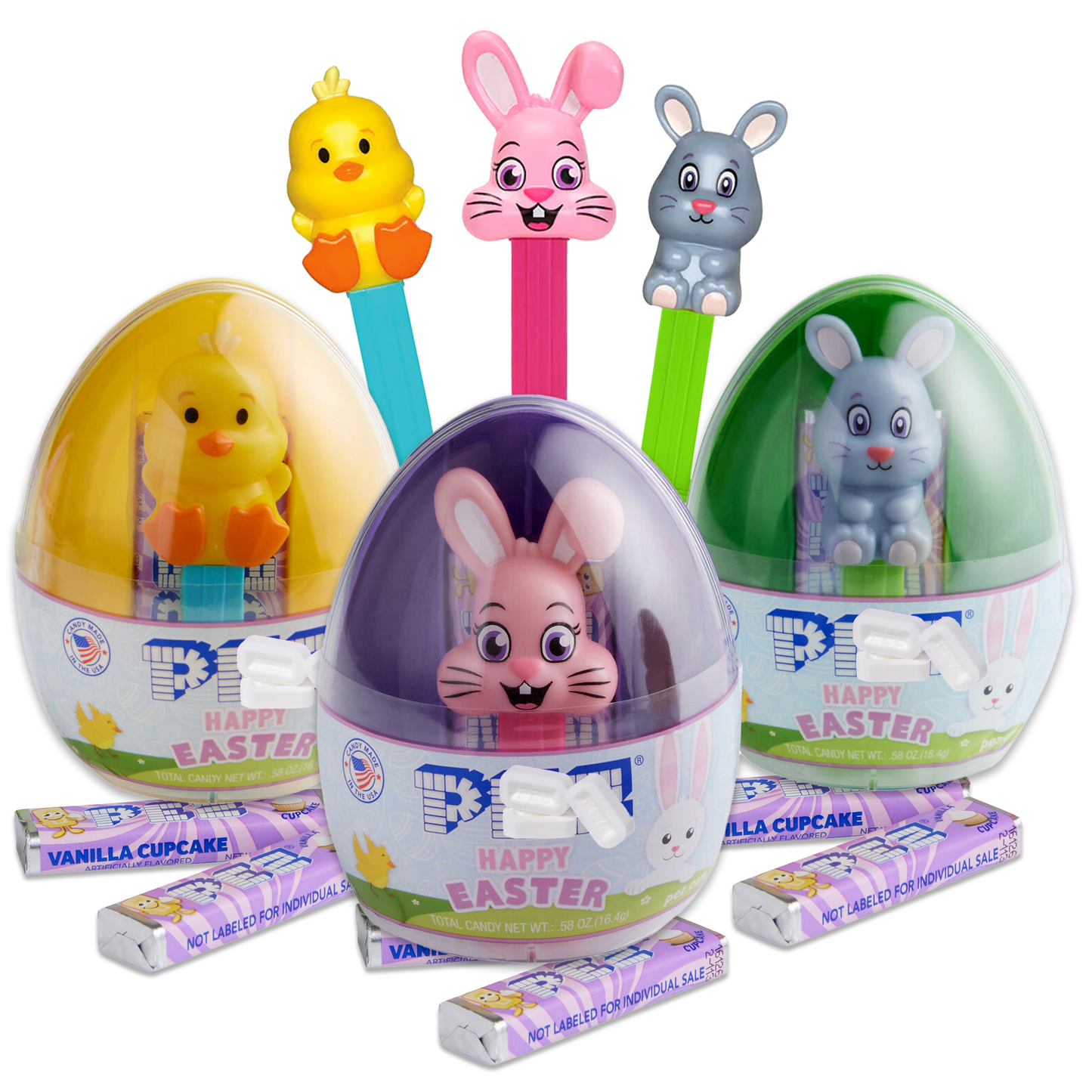 Easter Candy Mini Dispenser Bunny, Duck, and Floppy Bunny Easter Eggs Pack of 3
