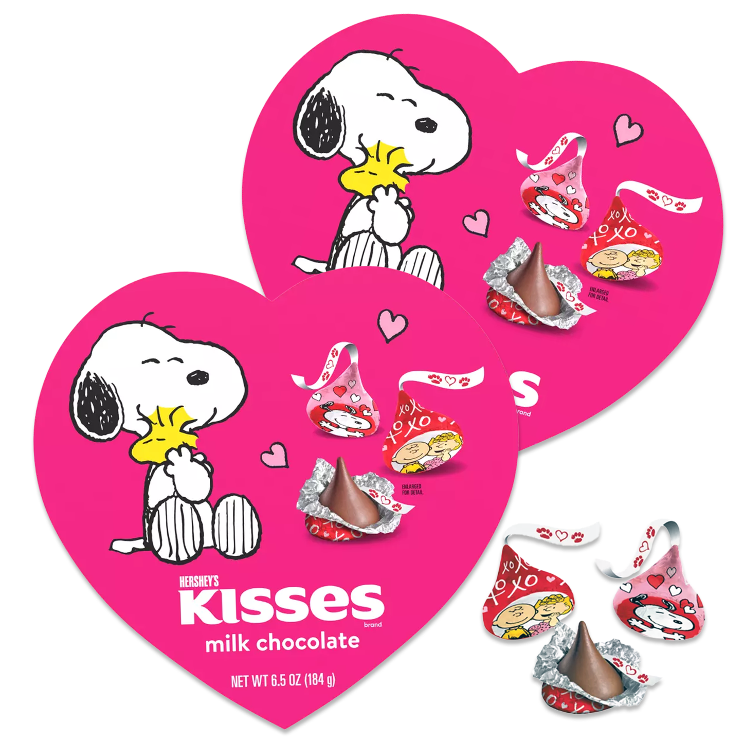 Snoopy Candy Hersheys Kisses Heart Shaped Box Chocolates 2 Pack. Snoopie Kiss Chocolate Small Valentines Day Box