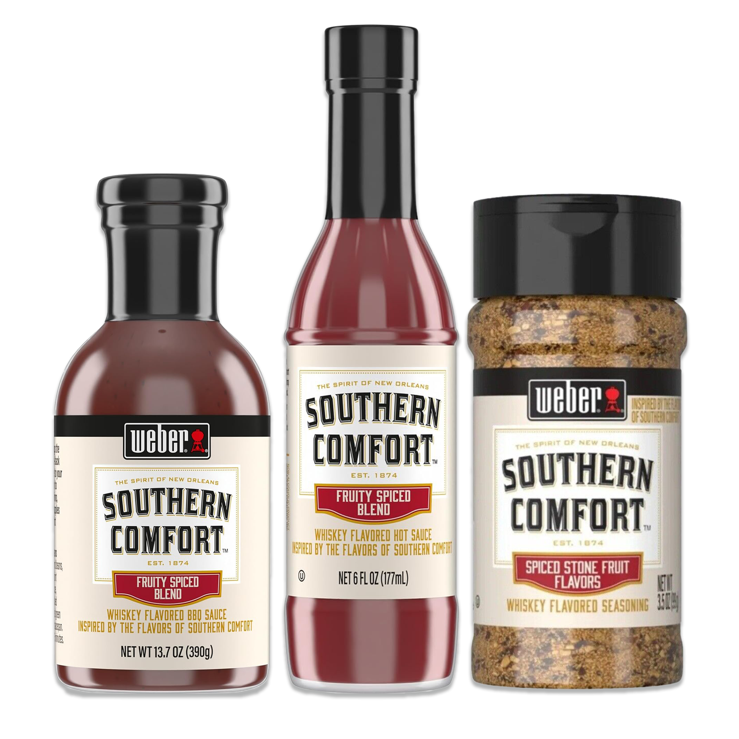 Southern Comfort Variety 3 Pack- Hot Sauce, Barbecue Sauce, and Seasoning