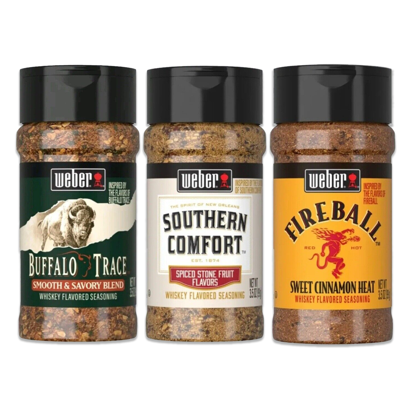 Weber Bourbon Flavored Seasoning Variety Pack - 3 Premium Blends (Southern Comfort, Fireball, Buffalo Trace)