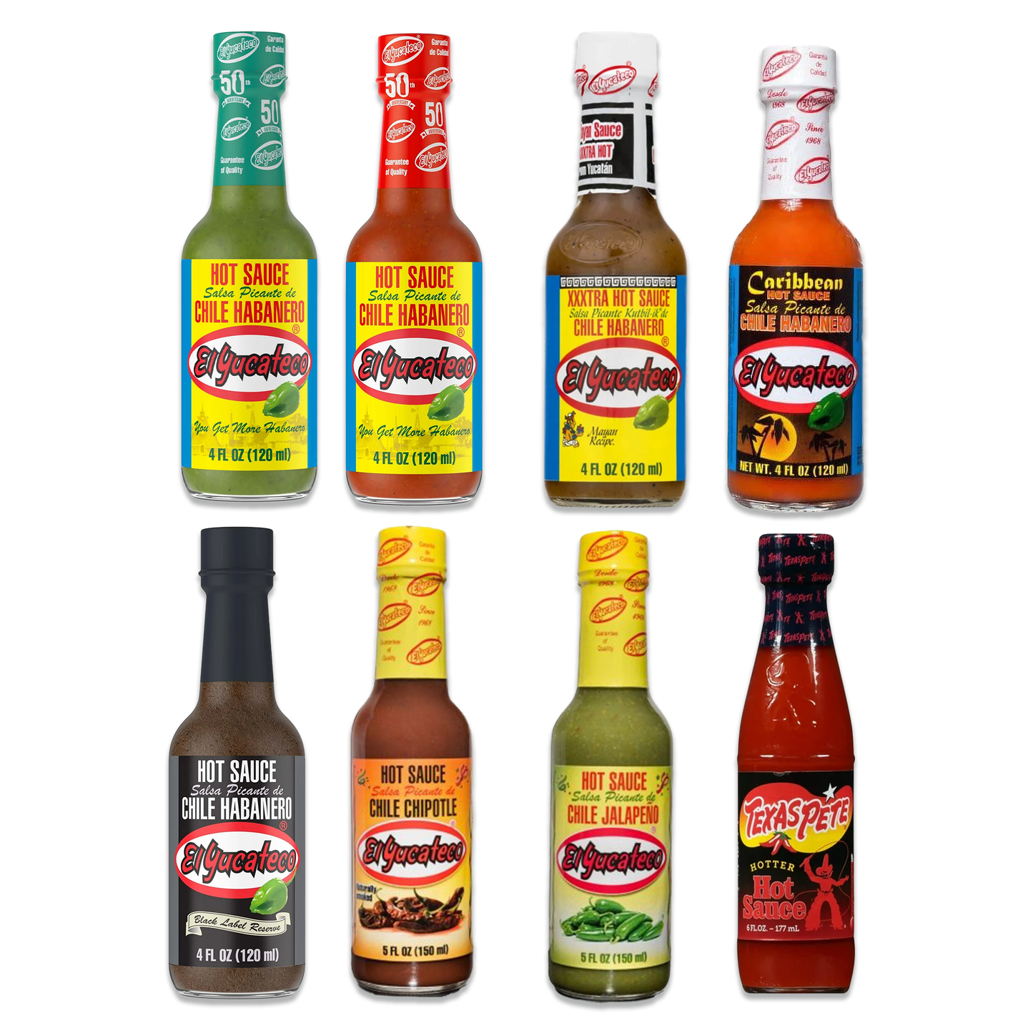 El Yucateco Variety 7 Pack Plus 1 Tabasco Scorpion Sauce