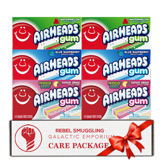 Airheads Gum Variety Pack - 6 Packs Sugar Free Bubble Gum in 3 Fruity Flavors