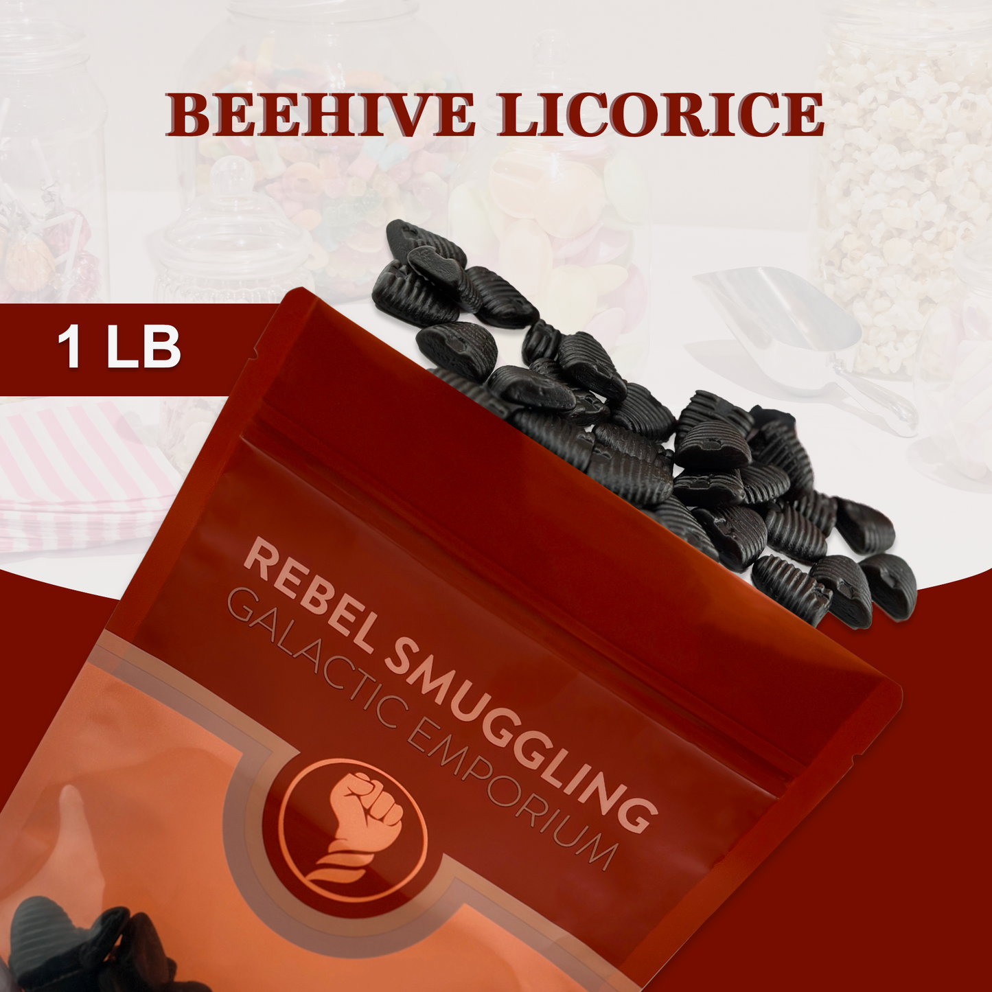 Black Licorice Beehive Candy Bulk 1LB Bag by Rebel Smuggling Galactic Emporium.