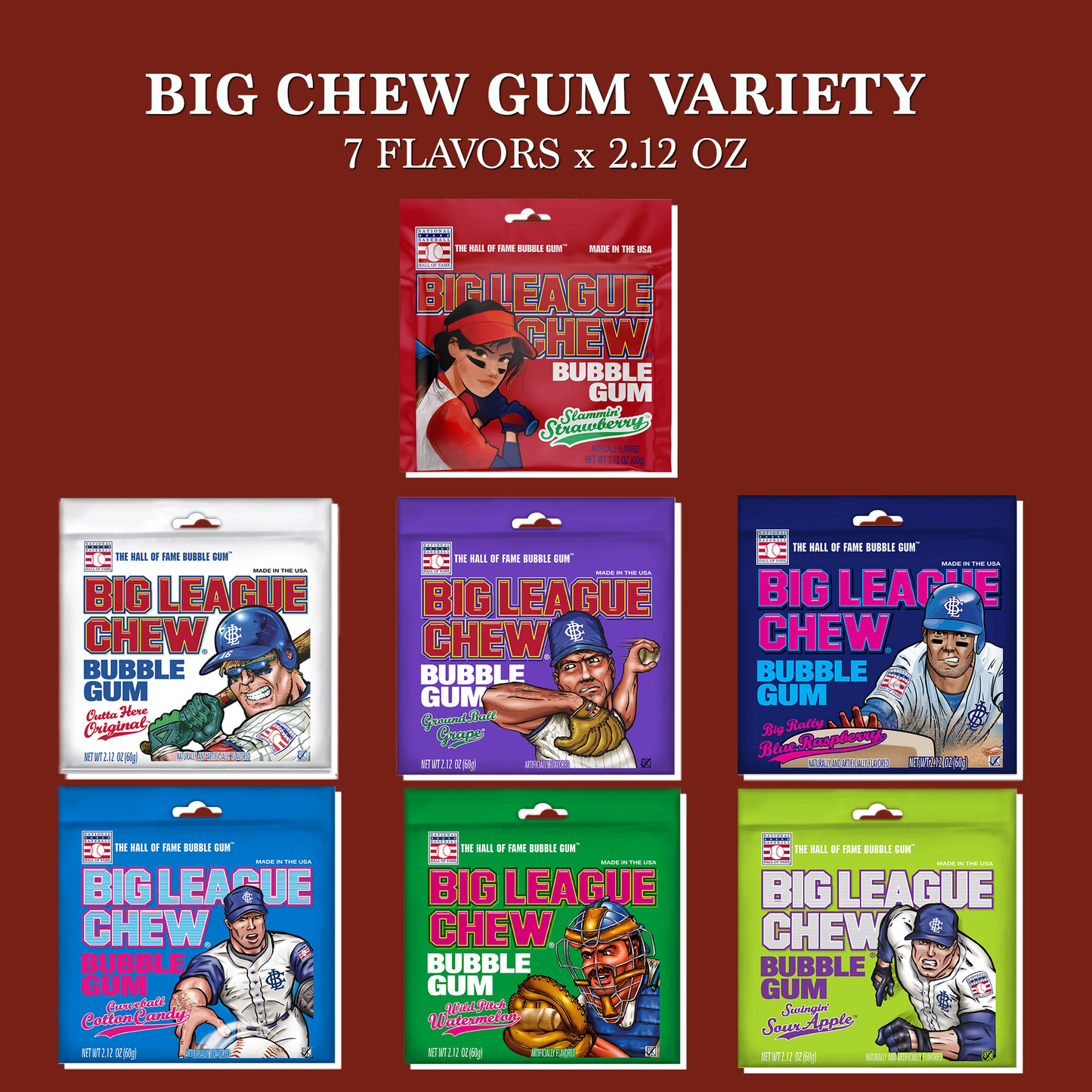 Baseball Bubble Gum Bulk Variety 7 Pack Care Package Gift Basket by Rebel Smuggling Galactic Emporium