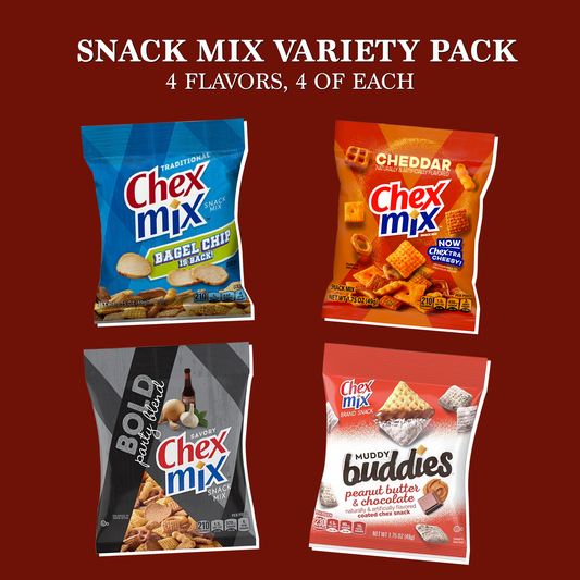 Chex Mix Mini Variety Pack - 16 Bags, 4 Flavors (1.75oz Each)