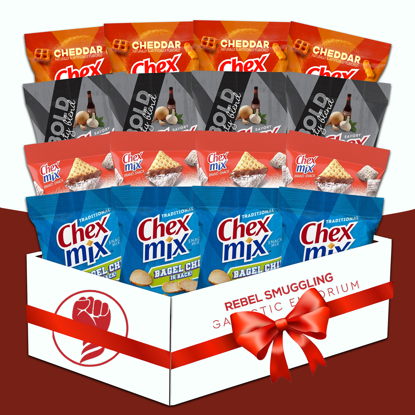 Snack Mix Individual Packs- 16 Count Gift Basket Care Package- 4 Each of 4 Flavors of Snack Packs by Rebel Smuggling Galactic Emporium
