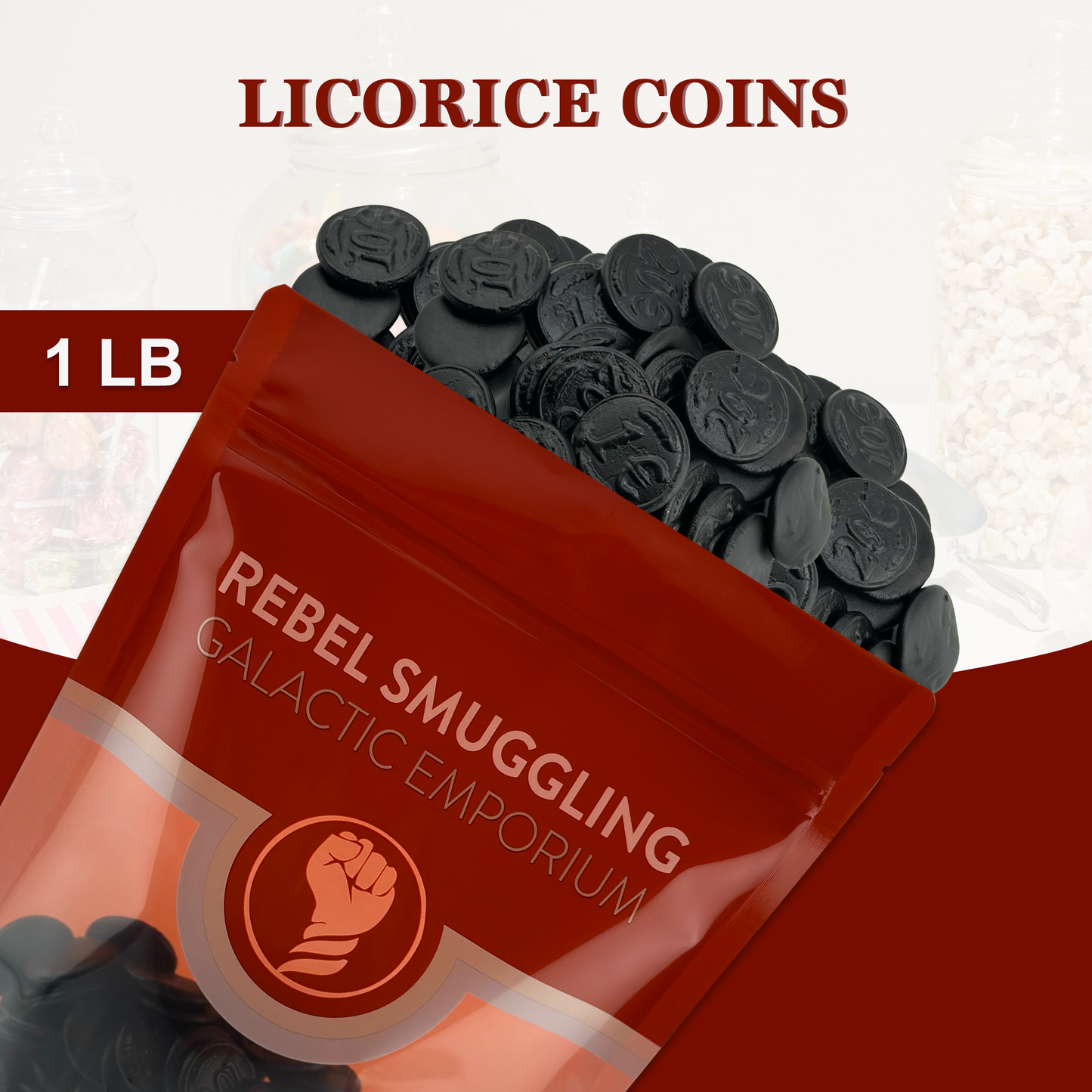Black Licorice Candy Coins Bulk 1lb Bag by Rebel Smuggling Galactic Emporium