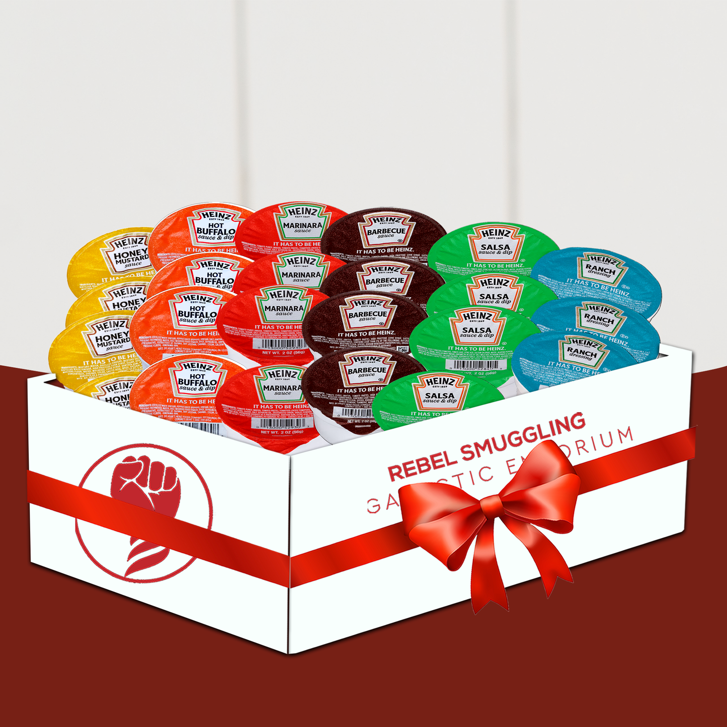 Condiments Dip Cups Variety 24 Pack- Includes 4 Each of 6 Different Condiments Care Package Gift Basket by Rebel Smuggling Galactic Emporium