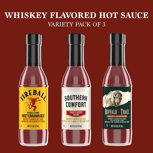 Bourbon Flavored Hot Sauce Variety Pack - 3 Premium Blends (Southern Comfort, Fireball, Buffalo Trace)