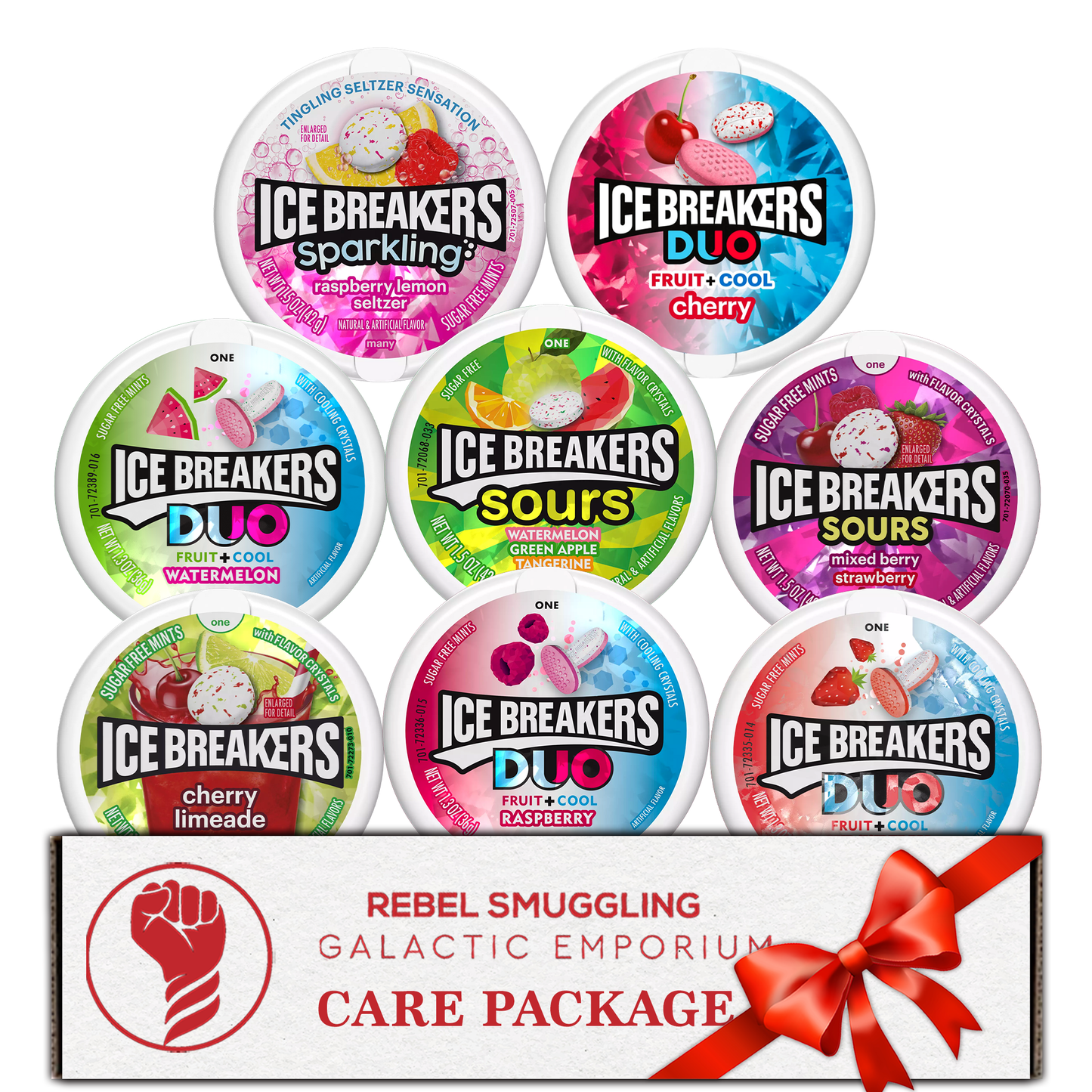 Ice Breakers Mints Variety Pack - 8 Flavors Sugar Free Breath Mints in Tins