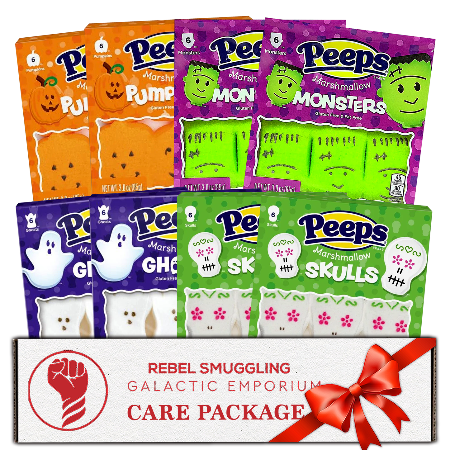 Halloween Marshmallow Candy Variety 8 Pack Care Package Gift Basket- Ghost, Skulls, Pumpkins, and Monsters by Rebel Smuggling Galactic Emporium