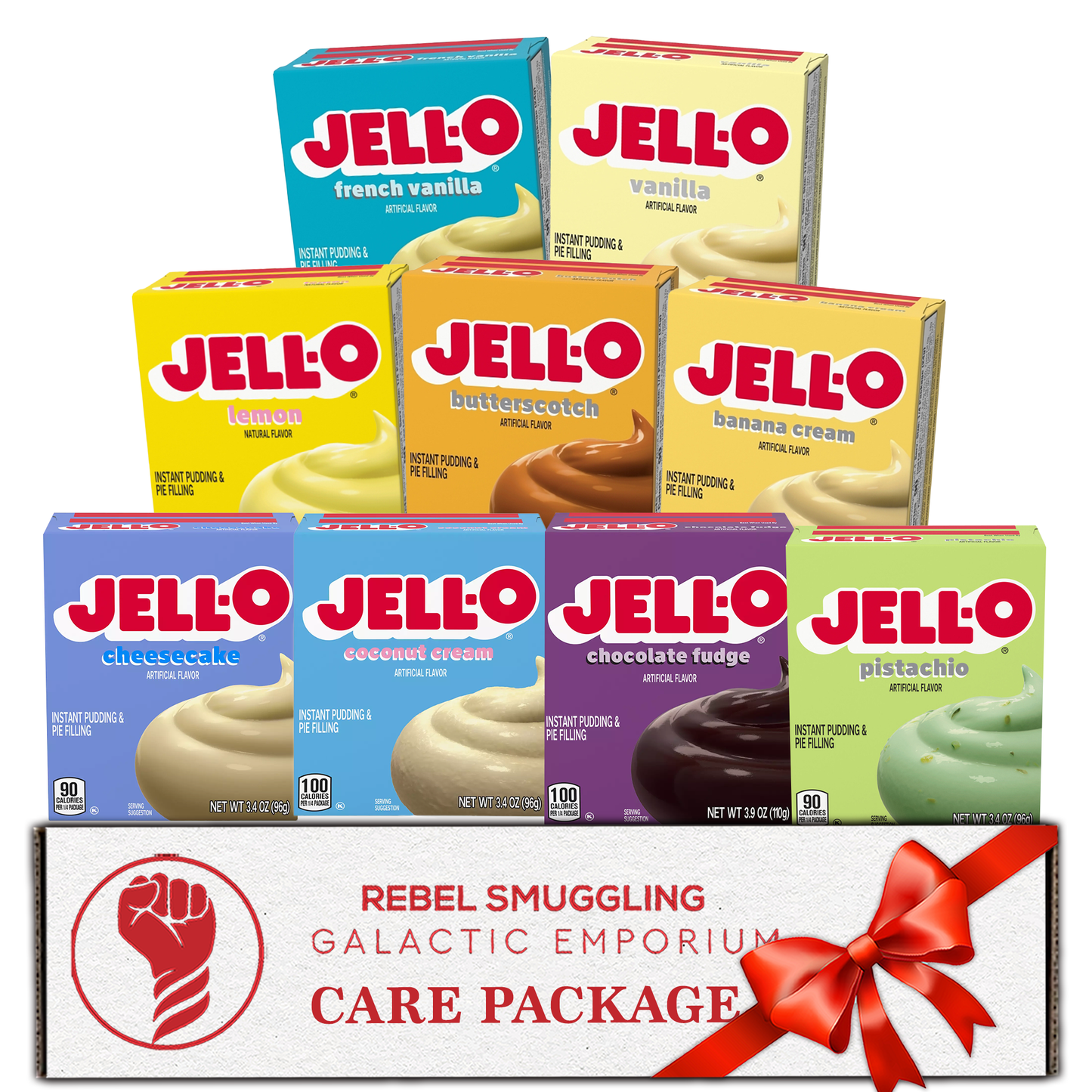 Jell-o Instant Pudding and Pie Filler 3.4oz Variety Pack of 9 by Rebel Smuggling Galactic Emporium.