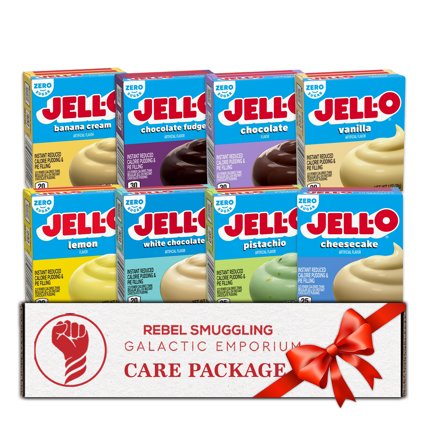 Sugar Free Pudding Mix Variety Pack, Includes 8 Flavors of Sugar Free Instant Pudding. Care Package Gift Basket by Rebel Smuggling Galactic Emporium