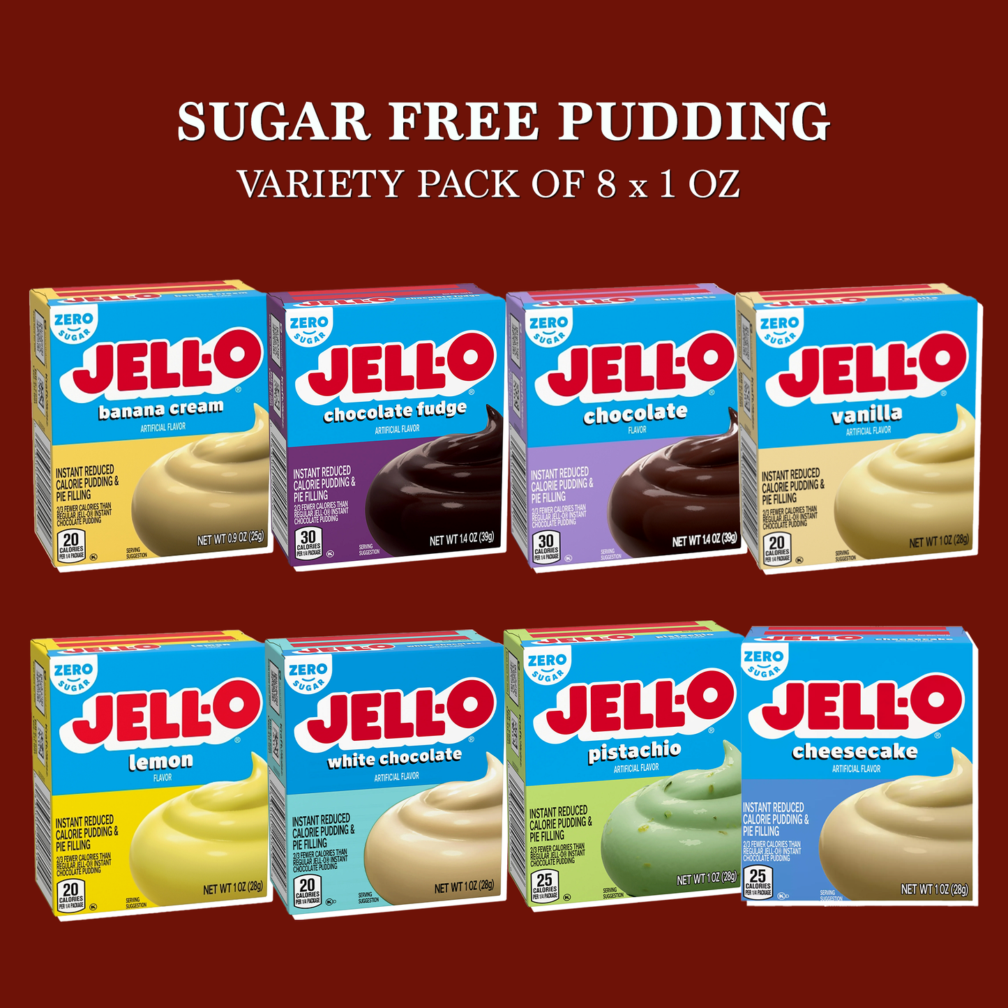 Sugar Free Pudding Mix Variety Pack, Includes 8 Flavors of Sugar Free Instant Pudding. Care Package Gift Basket by Rebel Smuggling Galactic Emporium
