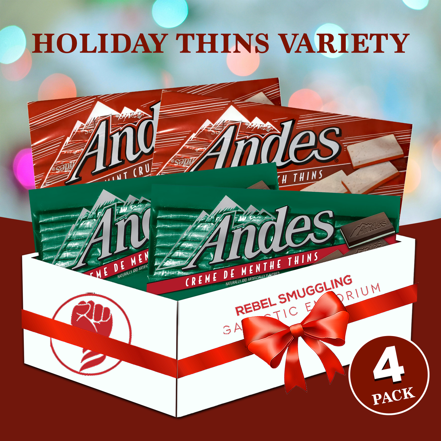 Andes Peppermint Crunch and Creme De Menthe Mint Thins 2 of each (Pack of 4)