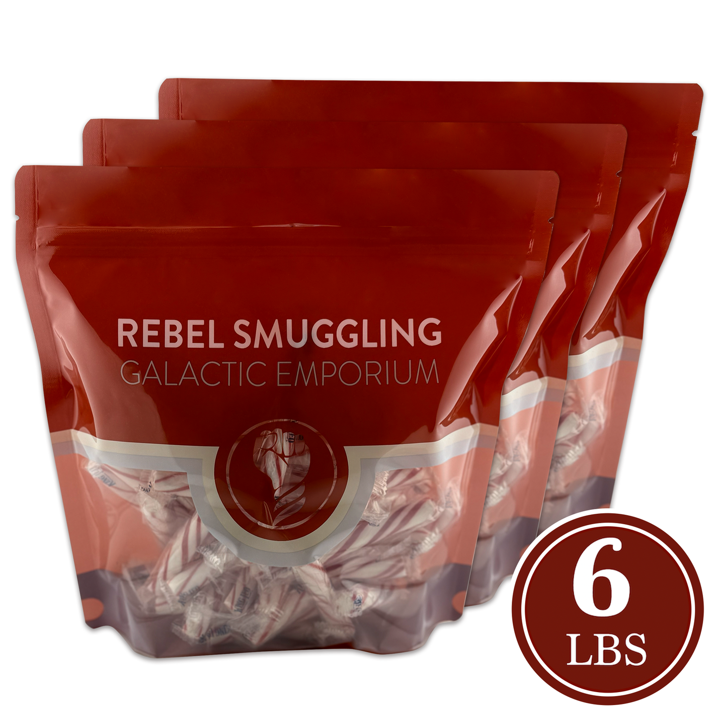 King Leo Christmas Soft Peppermint Sticks Candy Bulk 3 x 2lb Bags, Individually Wrapped Mints (6lbs Total)