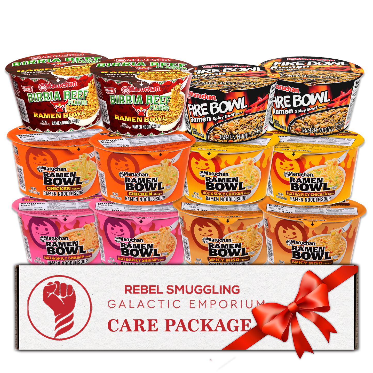Ramen Noodles Cup Variety 12 Pack- Includes 2 Bowls Each of 6 Flavors- Birria Beef, Flaming Beef, Chicken, Spicy Miso Chicken, Hot N Spicy Shrimp, and Hot n Spicy Chicken